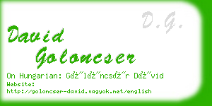 david goloncser business card